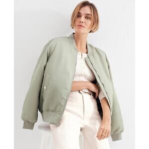 Ann Taylor Weekend NWT Bomber Jacket in Silver Sage Green Size Small